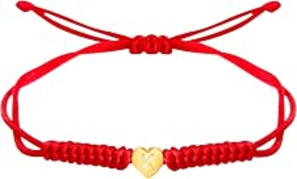 Dainty Gold Heart Love Charm Initial Bracelet Black Pink Red String Rope Letter Bracelet for Women Men Christmas Gift