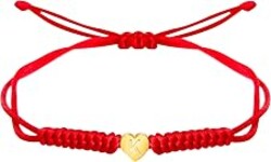 Dainty Gold Heart Love Charm Initial Bracelet Black Pink Red String Rope Letter Bracelet for Women Men Christmas Gift