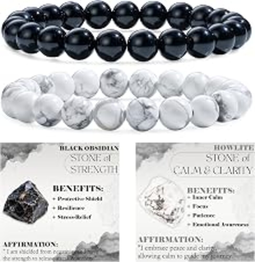 Bivei 3-Piece 4mm Beaded Bracelets for Women Handmade Natural Crystal Stretch Elastic Jewelry Yoga Meditation Protection Gifts