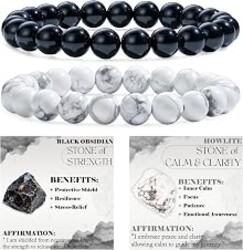 Bivei 3-Piece 4mm Beaded Bracelets for Women Handmade Natural Crystal Stretch Elastic Jewelry Yoga Meditation Protection Gifts