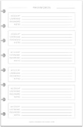 BetterNote PASSWORD Keeper Tracker Inserts Page 8-Disc Planner SMALL 8CL25 | Classic, Premium 118GSM Paper, Refills Fit Disc-bound Planners like Happy Planner, Cloth & Paper, Arc, TUL, Made in USA