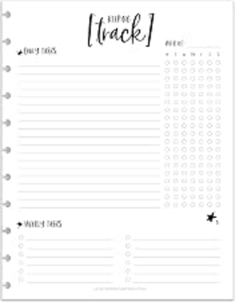 BetterNote KEEPING TRACK 11-Disc Inserts Habit Task Tracker LARGE 11WH6MO