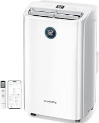 GrowthWing 12,000 BTU Smart WiFi Portable Air Conditioner, Cools up to 550 Sq.Ft, Auto-Evaporation, 3-in-1 Modes, Voice & Remote Control, Quiet Operation, White