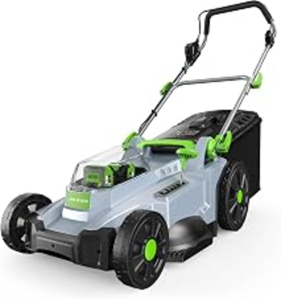 Cordless Lawn Mower, 17 in Walk Behind Lawn Mower for Yard & Garden | 2×4.0Ah Batteries, Up to 40-Min Runtime, 6-Position Height, 50L Grass Bag, 1200W Max Brushless Power