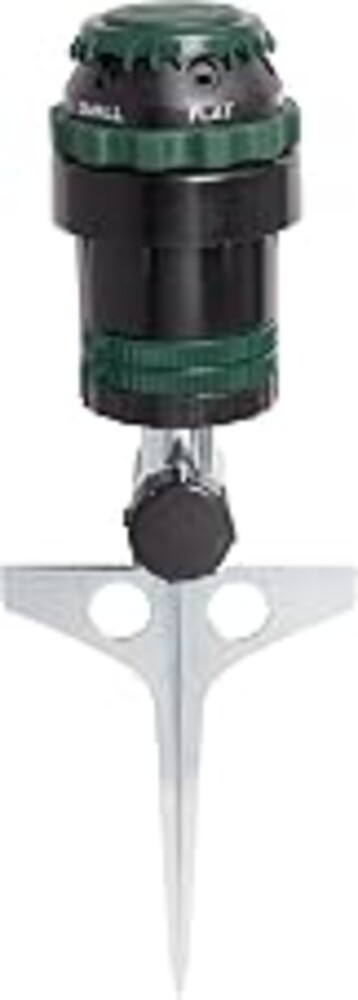 Orbit H2O-Six Gear-Drive Sprinkler on Metal T-Spike - Customizable Lawn Watering Coverage - Multi-Pattern Rotating Head with Adjustable Spray Range - Durable Outdoor Yard Irrigation Sprinkler - 58573