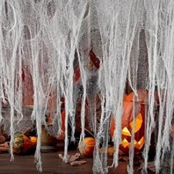200" x 59" Halloween Spooky Cloth - Creepy Spooky Halloween Decorations - Large Size Scary Creepy Gauze for Halloween Party Supplies Stairway Window Table Doorways Decor