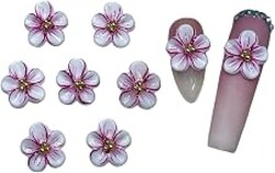 Set 10Pcs Gel 3D White Rose Flowers Nails Charms Handmade by Gel, Design For Medium & Long Nail 3D Flower For Nail Art Floral Salon Decor For Women Girls (White Rose Apricot-Large 10PCs)