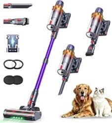 ozeeco Cordless Vacuum Cleaner, 650W 55KPA 70Mins Cordless Stick Vacuum Cleaner with Self-Standing and Touch Screen, Anti-Tangle Wireless Vacumm, Vacuum Cleaners for Home/Pet Hair/Carpets/Floors