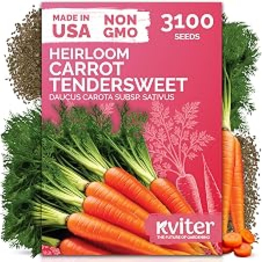 3,100 Tendersweet Carrot Heirloom Vegetable Seeds, Daucus Carota | Sweet Carrot Seed Packets, Vegetable Seeds for Planting Outdoors, Raised Beds, Containers, Home Garden, Heirloom Seeds
