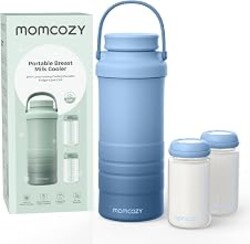 Momcozy 22oz Portable Breastmilk Cooler for 24H Outdoor, Newborn Essentials | 24 Hours & 360° Surrounded Cooling, 2 Extra Baby Bottles for Better Storage, Life Saver for Working Mom, Hassle-Free Cleaning