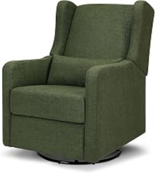 DaVinci Carter's Arlo Recliner, Performance Forest Green Linen | Glider Recliner Nursery Chair w/ 360° Swivel - GREENGUARD Gold & FSC Certified Glider Rocking Chair