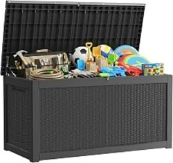 Yardgrace Outdoor Storage Box,320 Gallon Waterproof Deck Box [Upgraded 3.0] | Dual Gas-Spring Ultimate Resin Organizer for King Cushions, Heavy-Duty Lockable Estate Storage Bench, Backyard BBQ, Black