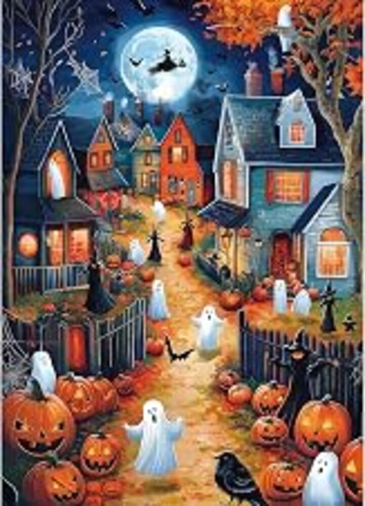 Halloween Puzzle 1000 Piece for Adults Letters on Back, Cute Ghost Street | Jigsaw Puzzle Featuring Spooky Artwork Ghostly Monster, Halloween Decor & Gifts, For Family Gatherings Game Night, 27.5x19.7”