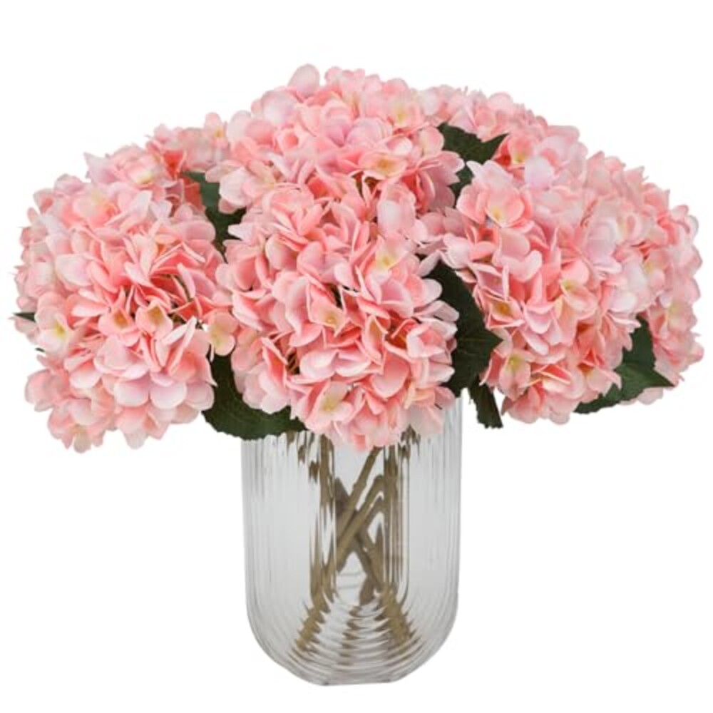 Tifuly 5Pcs 18.9 in Pink Hydrangea Artif