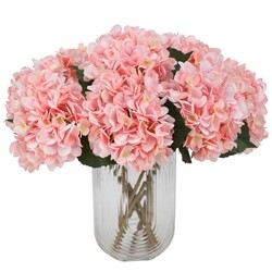 Tifuly 5Pcs 18.9 in Pink Hydrangea Artif