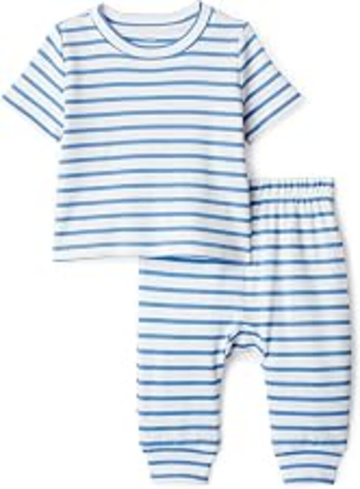 Amazon Essentials x Sofia Grainge Unisex Toddlers and Babies' Cotton Knit Short Sleeve Shirt & Pants Set