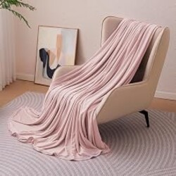 Amazon Basics Cooling Blanket for Hot Sleepers, Reversible Lightweight Thin Throw Blanket for Bed, Couch and Sofa, Throw (50" x 70"), Pink