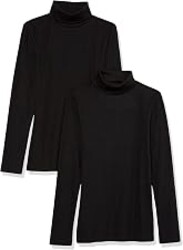 Amazon Essentials Women's Slim-Fit Layering Long Sleeve Stretchy Knit Rib Turtleneck Top (Available in Plus Size), Pack of 2