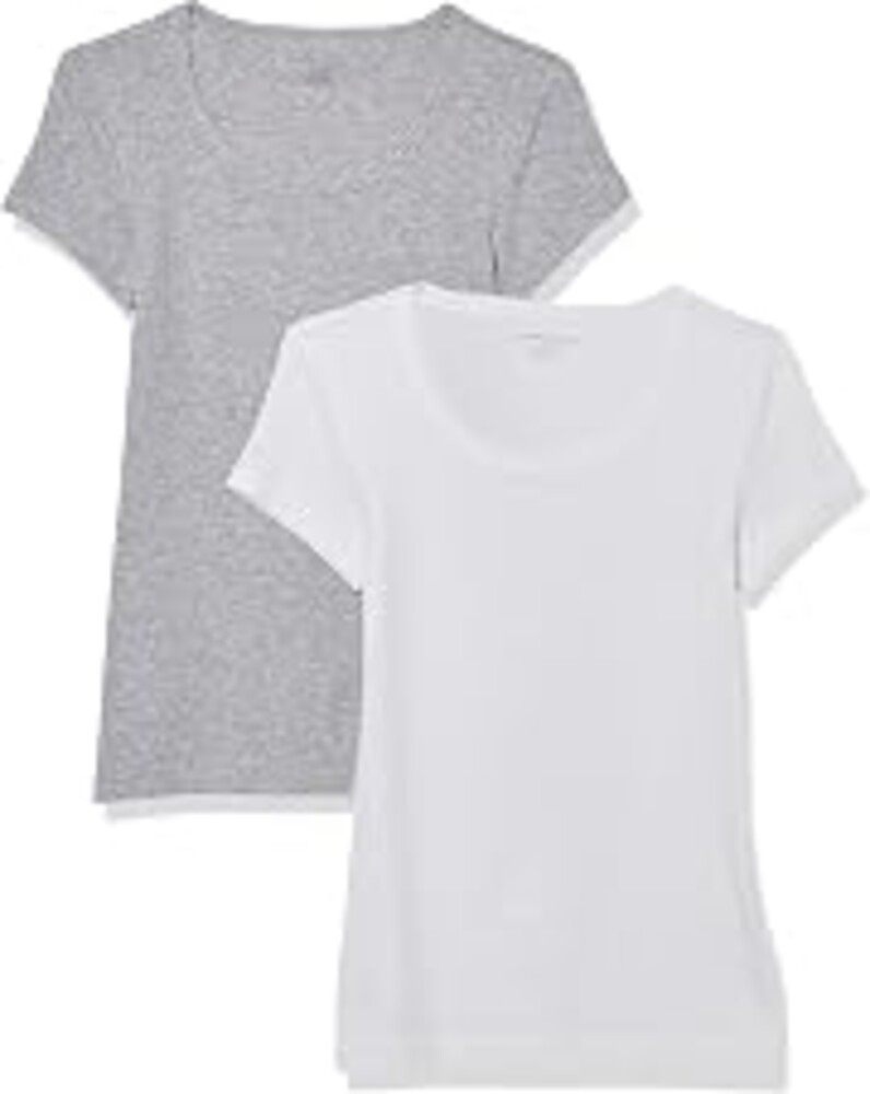 Amazon Essentials Women's Slim-Fit Cap-Sleeve Scoop Neck T-Shirt, Pack of 2