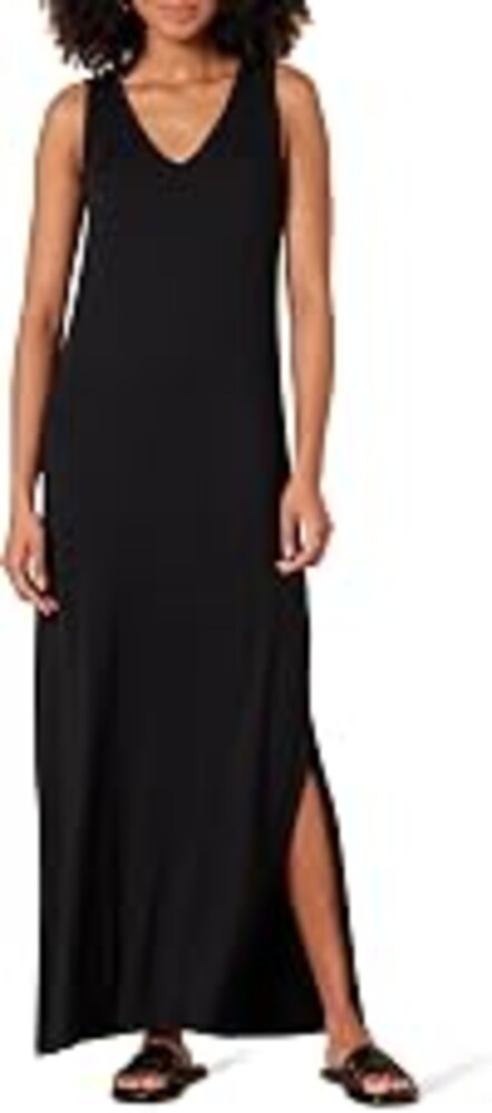 Amazon Essentials Women's V-Neck Maxi Dress with Side-Slits, Jersey