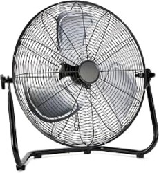 Amazon Basics 18" High Velocity Industrial Floor Fan with 3 Speeds, Powerful Airflow, Air Circulator, Tilt Head, ETL-Listed Safety Compliance, Metal Housing/Blades, for Commercial Space 100W, Black