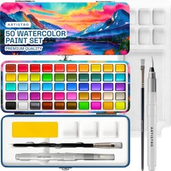 ARTISTRO 50 Watercolor Paint Set with Pa