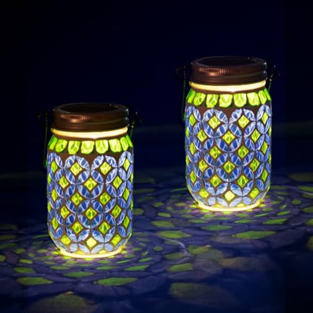 Stargarden 2 Pack Mosaic Solar Lantern ,