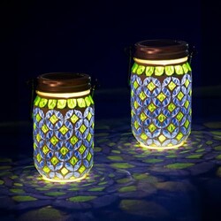 Stargarden 2 Pack Mosaic Solar Lantern ,