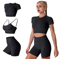Black Workout Sets for Women: 3 Piece Yo