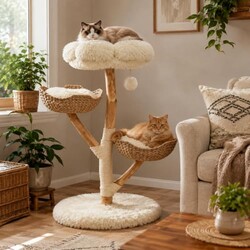 Erinnyees 44.5-Inch Natural Wood Cat Tre