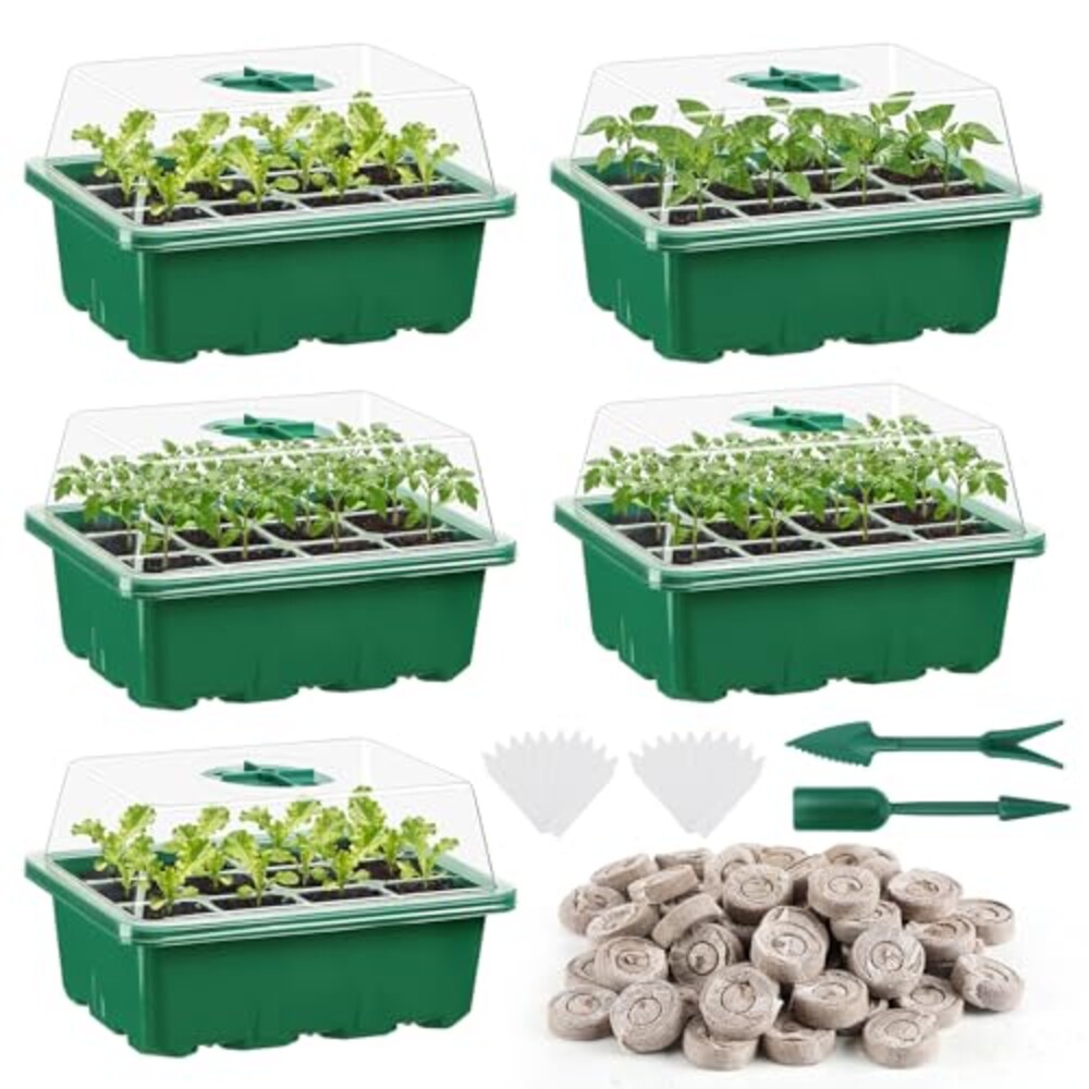 Apipi 5 Pack Seed Starter Kit with 60 Co