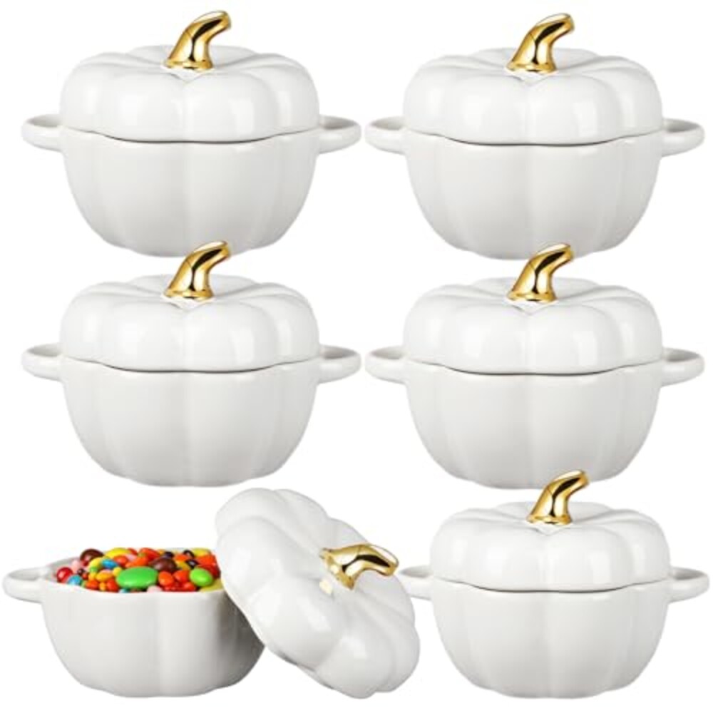 Yaomiao 6 Pcs Pumpkin Ceramic Bowl 15 oz