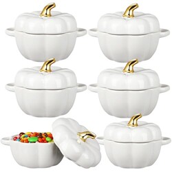 Yaomiao 6 Pcs Pumpkin Ceramic Bowl 15 oz