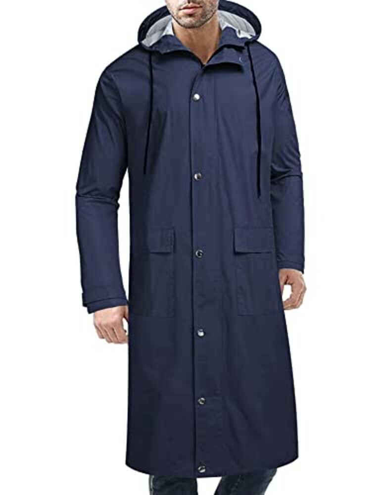 COOFANDY Men's Long Rain Jacket with Hoo