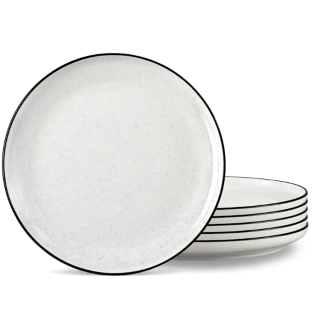Ceramic White Dinner Plates Set of 6, 10