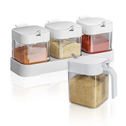 Clear Glass Condiment Canisters Pots, 8