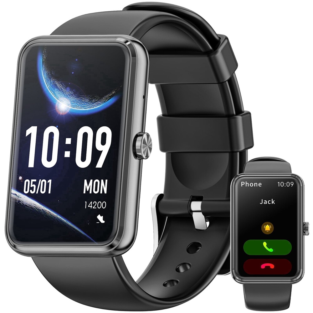 Fitness Tracker, 1.57inch Smartwatch for Men and Women, Gits for Android and iPhone Devices, Step Counting/Bluetooth Calls (Make/Receive), 50+ Exercise Modes, Fitness Watch Gift (Black)