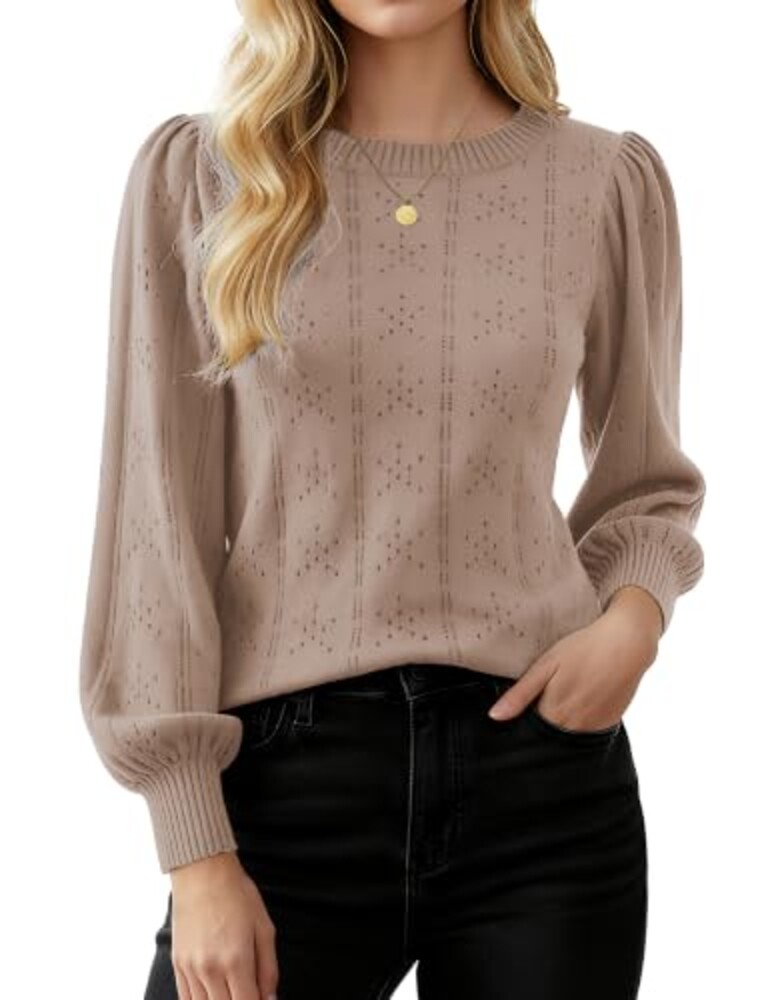GRACE KARIN Long Sleeve Crochet Fall Swe