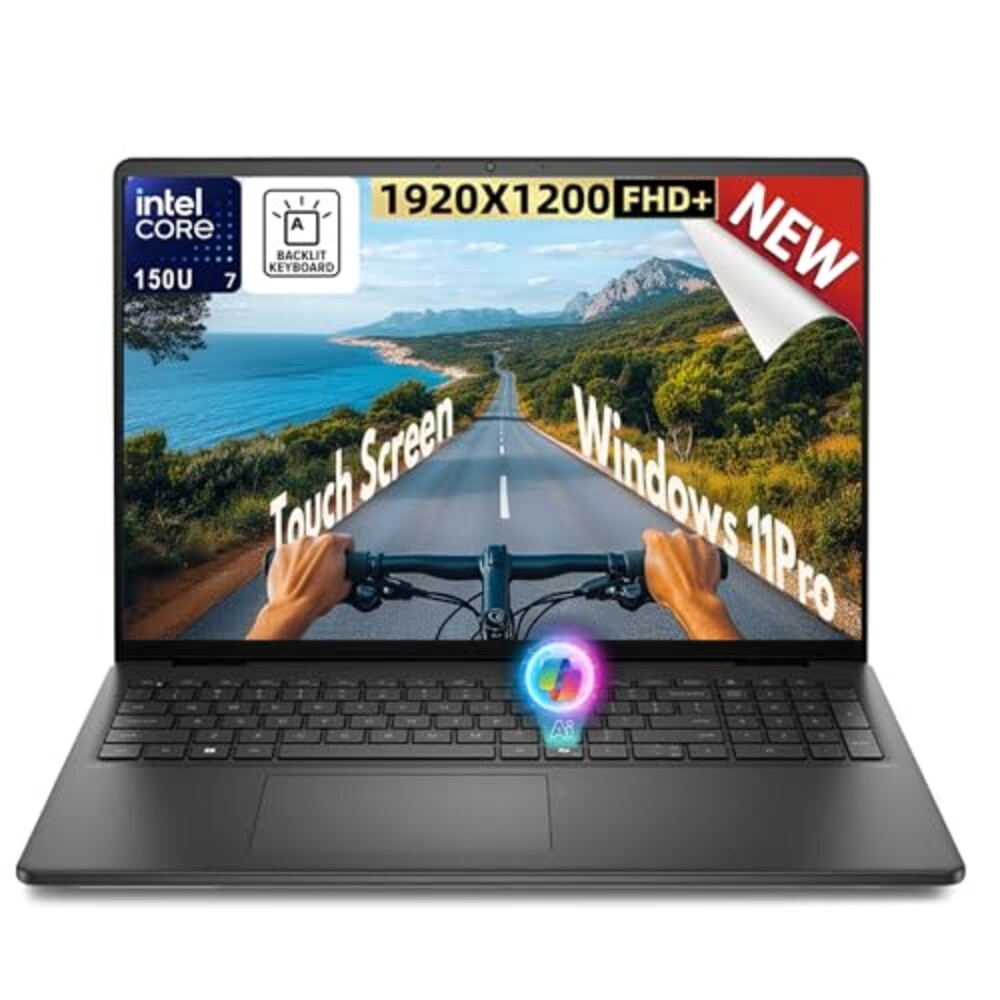 Dell 16-inch Touchscreen Laptop for Work & Study – 16" FHD+ Anti-Glare, 32GB DDR5 RAM, 1TB SSD, Intel 10-Core 7 150U(Up to 5.4GHz), Ai Copilot, Backlit KB, Win 11 Pro, Long Batterie Life