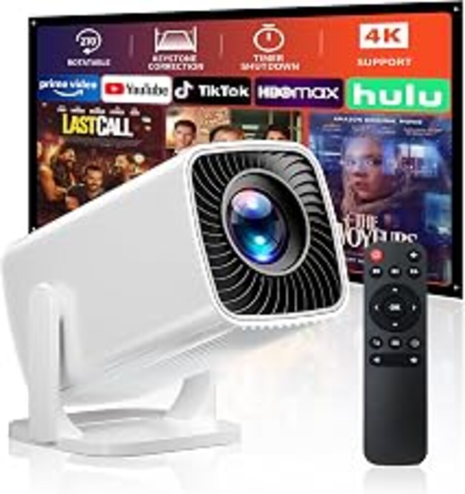 Mini Projector with 4K Support, Portable Short Throw Proyector | Electric Focus&Keystone, 270° Rotatable Stand, Compatible with TV Stick, Phone & Laptop, Back-to-School Gift Idea