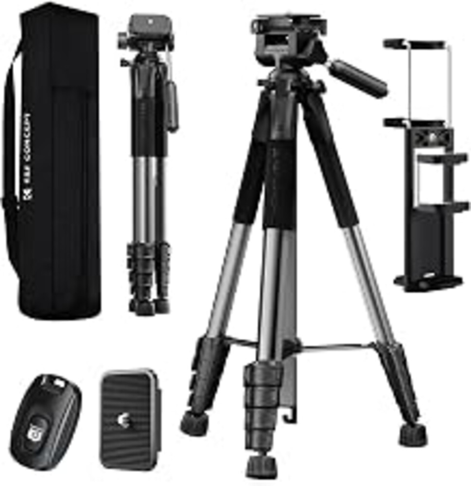 K&F CONCEPT 75" Aluminum Camera Tripod, Lightweight and Compact for Travel | Compatible with Canon Nikon DSLR Camera, Cellphone Clip and Remote Control for Shooting and Video Recording S255A3+BV01