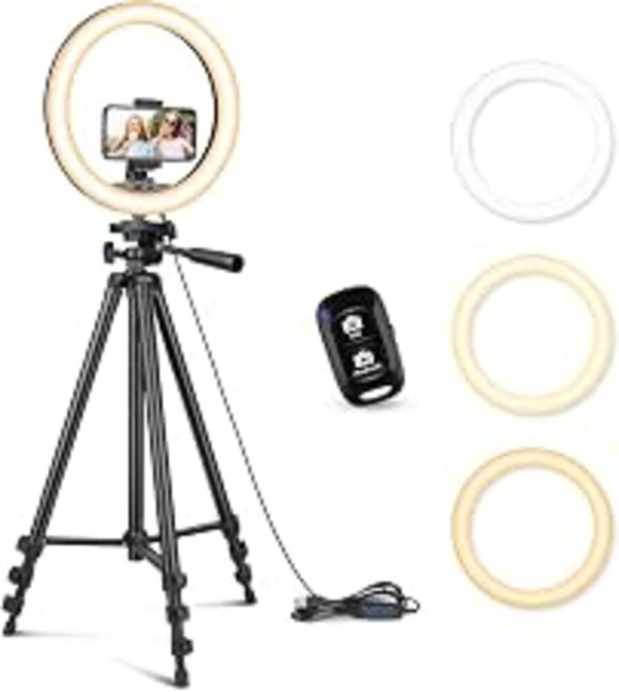 Sensyne 12'' Ring Light with 50'' Extendable Tripod Stand, LED Circle Lights with Phone Holder for Live Stream/Makeup/YouTube Video/TikTok, Compatible with All Phones