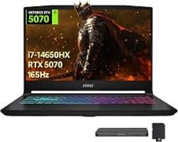 msi Katana 15 HX 15.6" 165Hz QHD Gaming Laptop, Intel Core i7-14650HX, GeForce RTX 5070 8GB GDDR7, 16GB RAM, 2TB Storage(1TB SSD+1TB Docking Station), Backlit Keyboard, Wi-Fi 6E, Window 11 Pro, Black