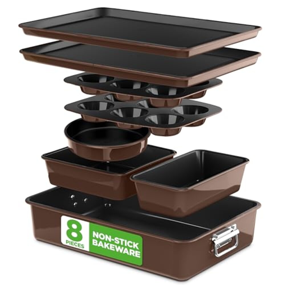 NutriChef 8-Piece Nonstick Stackable Bak