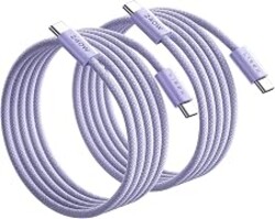 LISEN USB C to USB C Cable, 240W PS/2 Fast Charging Cable (6.6FT+6.6FT) | 2-Pack, Light Purple | USBC Cable for iPhone 17/16/15 Pro Max, iPad Pro/Air, MacBook Pro/Air, Galaxy S26 Ultra, Laptop