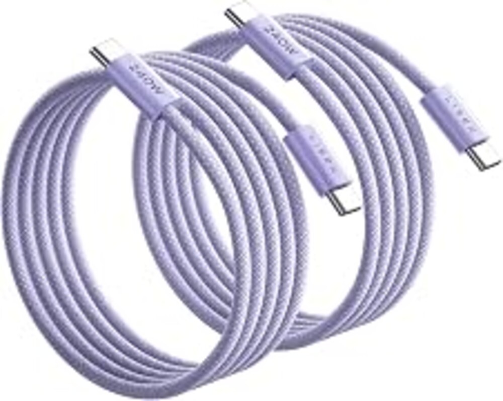 LISEN USB C to USB C Cable, 240W PS/2 Fast Charging Cable (6.6FT+6.6FT) | 2-Pack, Light Purple | USBC Cable for iPhone 17/16/15 Pro Max, iPad Pro/Air, MacBook Pro/Air, Galaxy S26 Ultra, Laptop