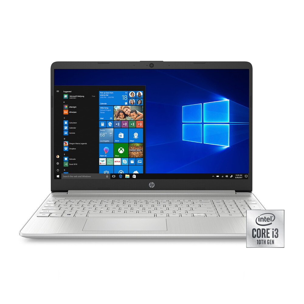 HP 15 Laptop, Intel Core i3-1005G1, 4GB SDRAM, 128GB SSD, Natural Silver, 15-dy1024wm