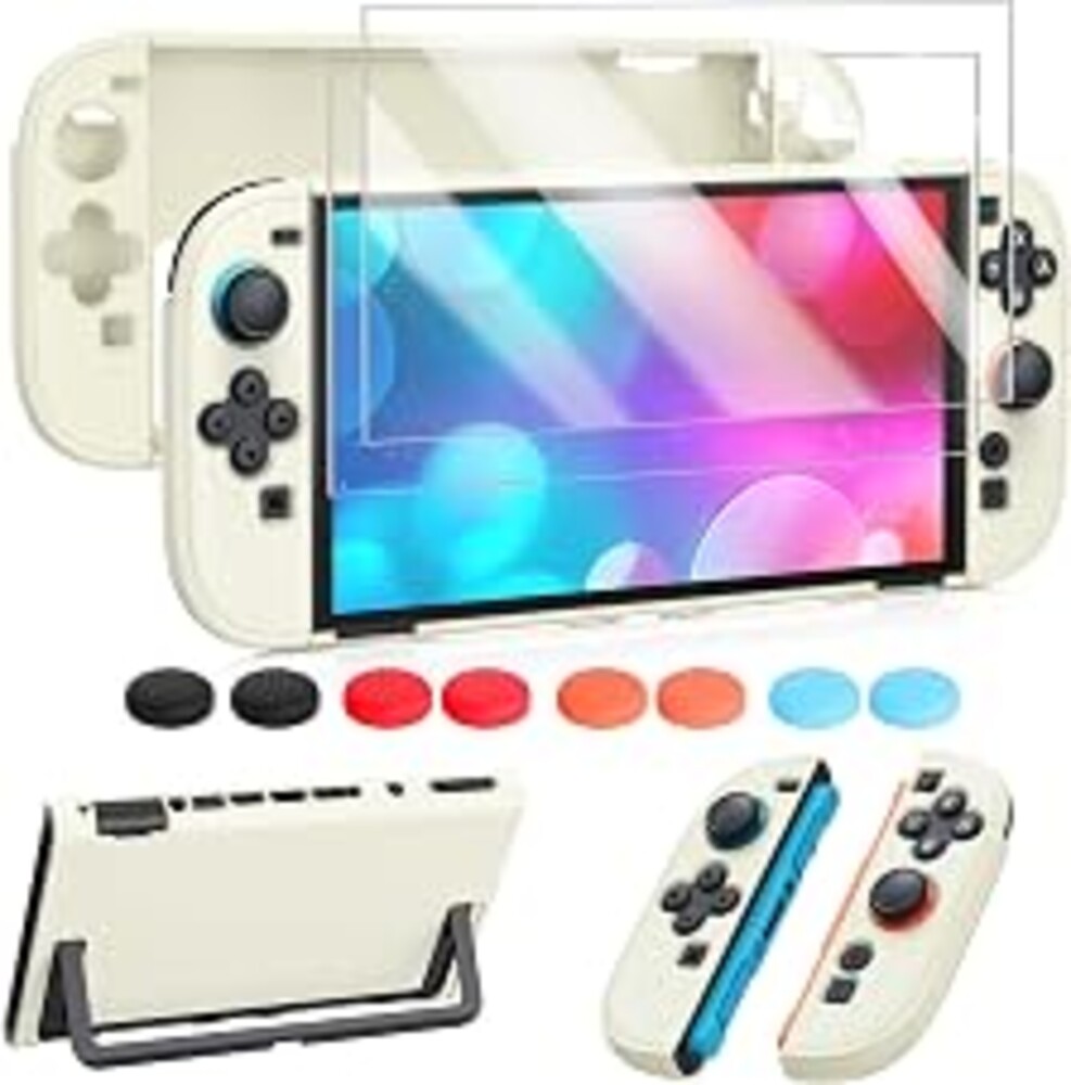 FYOUNG Protective Case for Nintendo Switch 2, Slim Hard Shell Accessories | Switch 2 Case Accessories, Scratch&Shock Protection Cover with Screen Protector, 8 Thumb Grip (Soft Yellow, Switch 2 7.9inch)