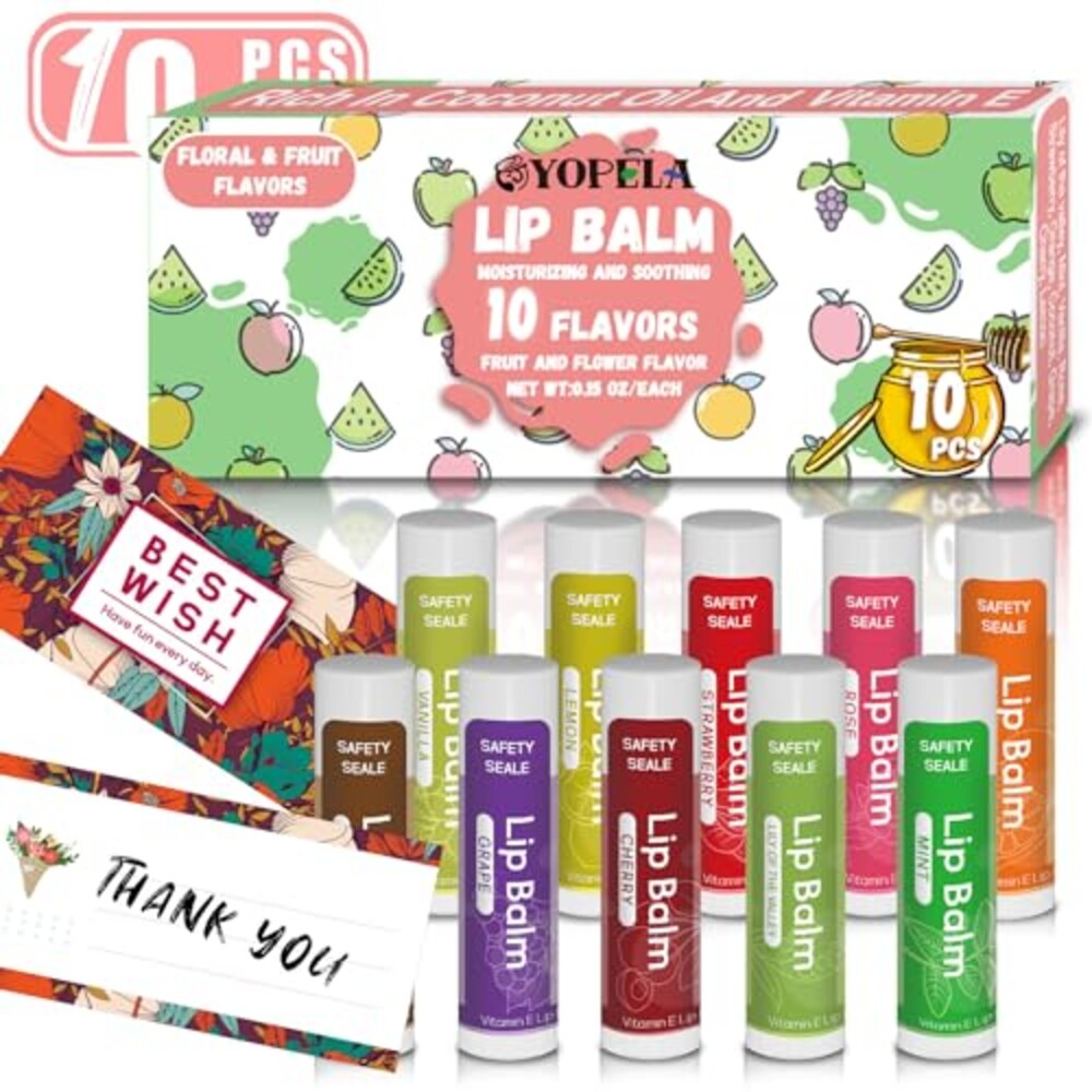 10 Pack Natural Lip Balm Bulk with Vitam