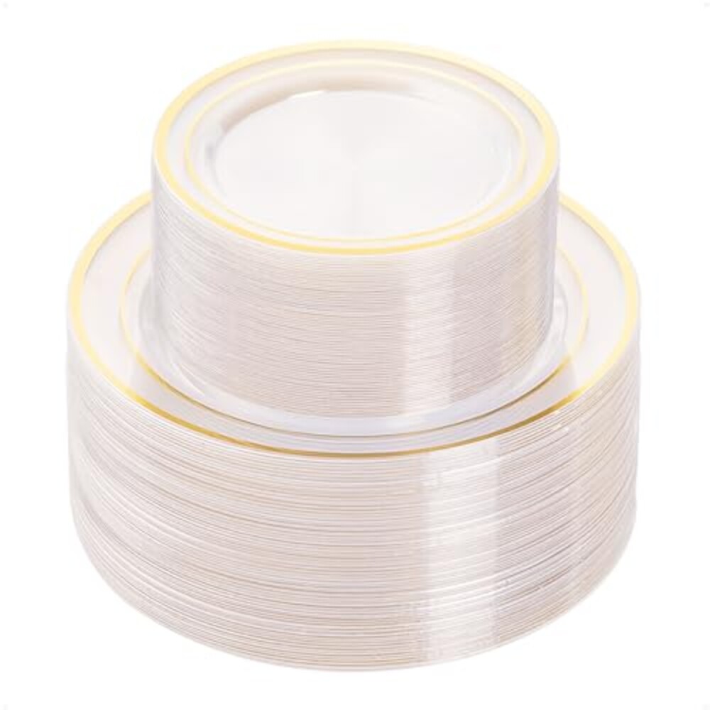 BESTVIP 100PCS Clear Plastic Plate, Disp